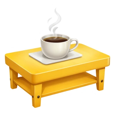yellow coffe table, coffee on top
 sticker