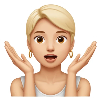 Person with hands crossed around her neck with mouth open sticker