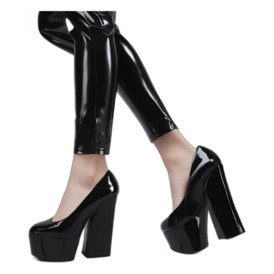 One view back Black Patent Leather Daffodile Platform Heels sticker