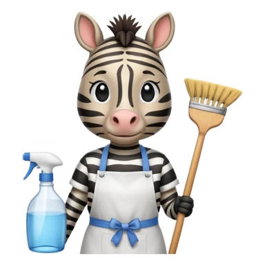 zebra is cleaning the house sticker