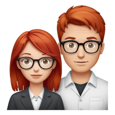 Red haired male with no glasses standing next to a redhead female with glasses ￼ sticker