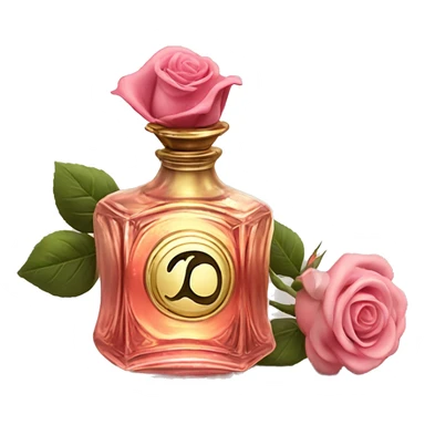 Rose magic sparkling old Antique oil perfume bottle with herbal and rose flowers sticker
