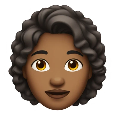 Brown-skinned, female, overweight, with wrinkles, and black wavy hair. sticker