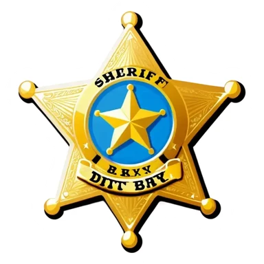 A sheriff badge that says Dirty Barry sticker