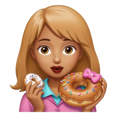 girl eating a donut sticker