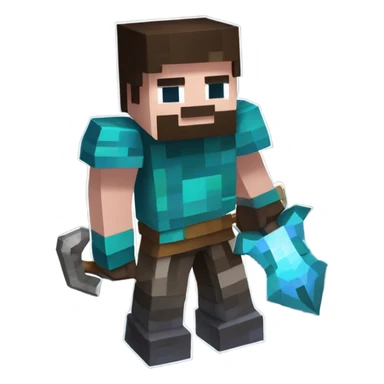 Minecraft Steve with netherite armor and tools sticker
