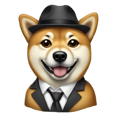 A realistic shiba with a suit wearing glasses sticker