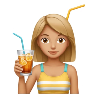 girl with drink , beach style glass sticker