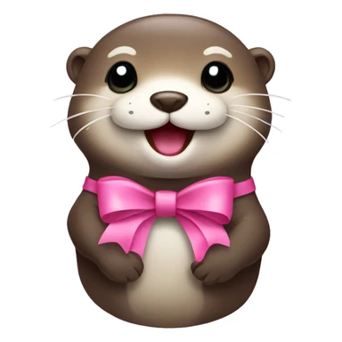 Happy Otter with pink bow  sticker