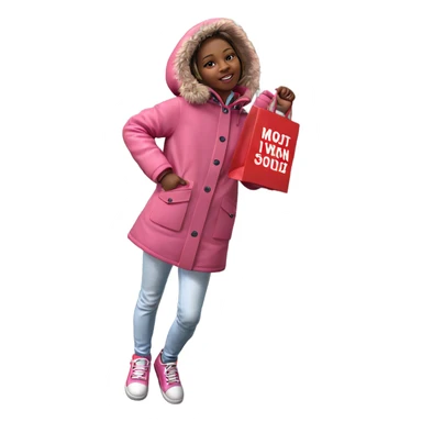 girl in pink coat standing sticker