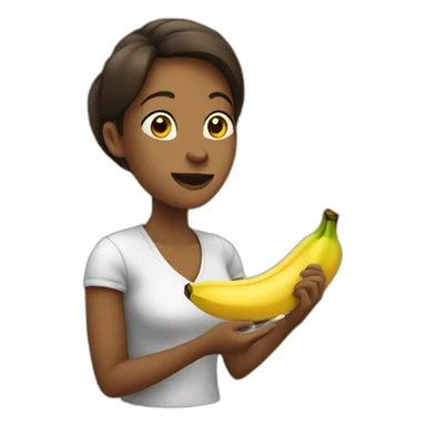 Woman eating banana sticker