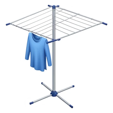 Clothes Drying Rack with a single central steel post, and fanning-out clotheslines at the top sticker
