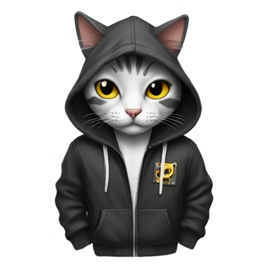 Cat wearing a punk hoodie sticker