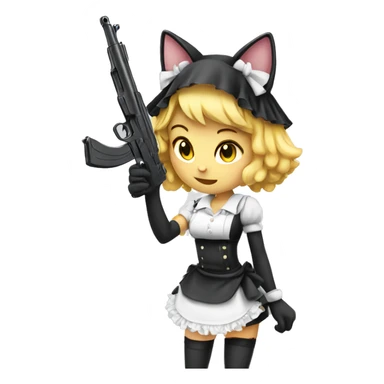 maid catgirl with gun sticker