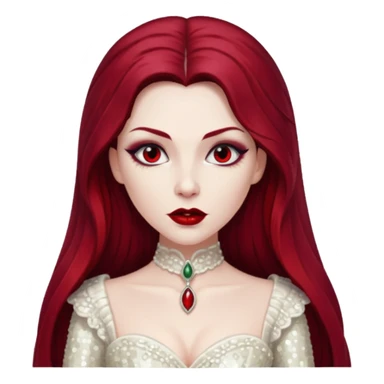 Bride of Dracula with long dark red hair, ivory sequin outfit sticker