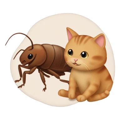 a brown roach hugging a beige cat sticker