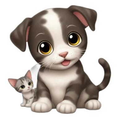 Little cat and Little puppy 3 month sticker