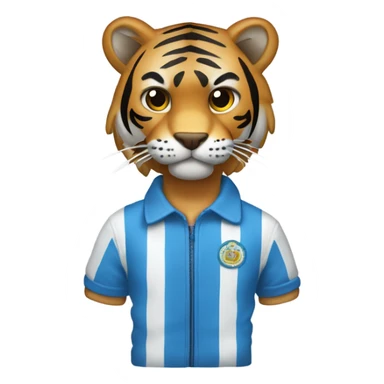 Un tigre blanco con rayas y cabello azul usando ropa del juego del calamar sticker
