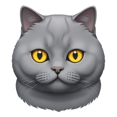 It’s a British Shorthair cat with no patterns, solid grey fur, and yellow eyes. sticker