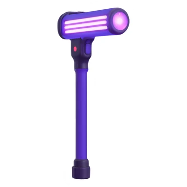 BTS nightstick, 3D emoji style, shiny and glowing, purple light, simple background sticker