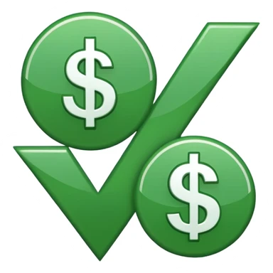checkmark with dollar and cent symbols sticker