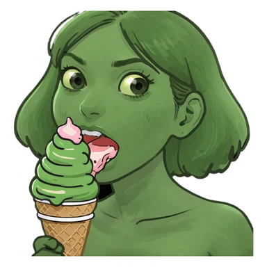 A brunette girl eating ice cream  sticker