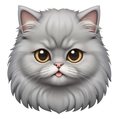cinematic-grumpy-comical-grey-persian-kitten-portrait-emoji,-head-tilted-playfully-with-an-adorably-awkward-expression,-fluffy-grey-fur-with-soft-silver-undertones,-simplified-yet-hilariously-derpy-features,-highly-detailed,-glowing-with sticker