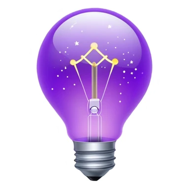 The bulb is a bright purple color, and inside it is electricity, snow with lots of stars. sticker