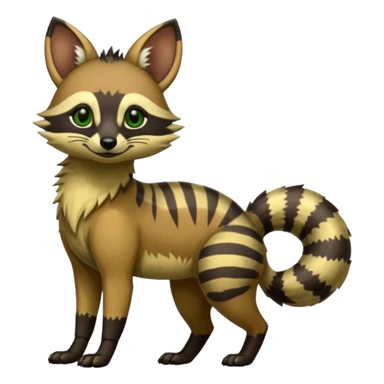 Shiny Green Dusky Dark Gloomy Glossy Aardwolf-Maned-Numbat-Tanuki-Genet-Bobcat-fusion-animal-hybrid-creature, full body sticker