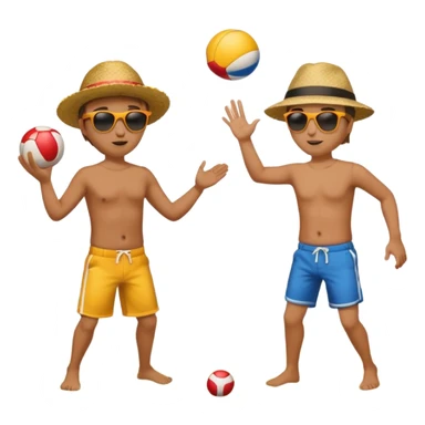 Throwing a ball at the beach to another person. sticker