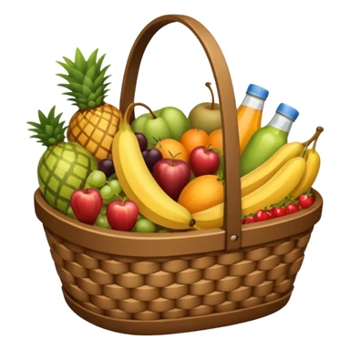 Food Basket, Brown basket with both food, drink and fruits sticker