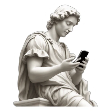 renaissance statue looking at an iphone sticker