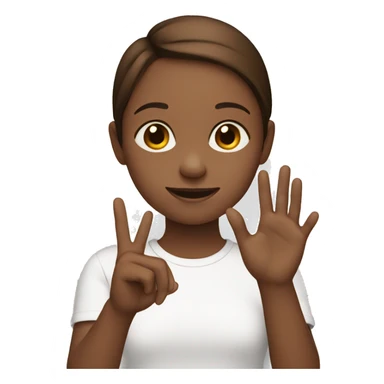 Deaf girl doing sign language with brown hair sticker