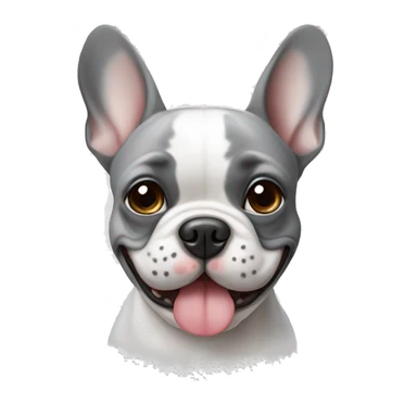 White and Gray French bulldog smiling sticker