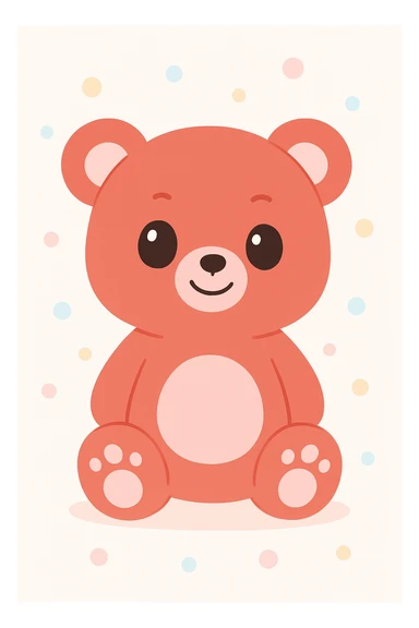 red teddy bear smirking, cute and playful style sticker