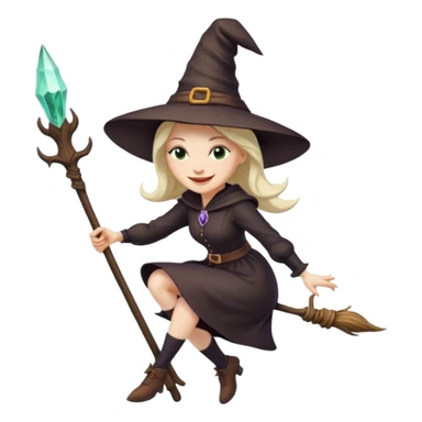 witch on broom sticker