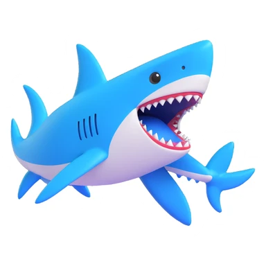 a stylized shark character with bright blue shoes sticker