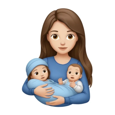 Exhausted Light brunette long hair fit mom with baby boy sticker