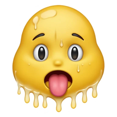 Generate a distressed and sweaty emoji with white tears dripping off of its tongue sticker