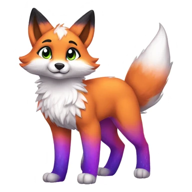 Colorful Sparkle-fox-fursona full body sticker