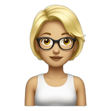 a blond girl short hair with beatiful glasses sticker