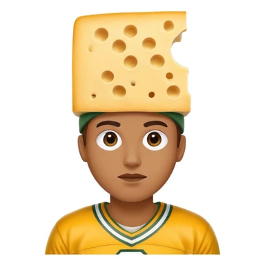Packers fan with a slice of cheese on his head sticker