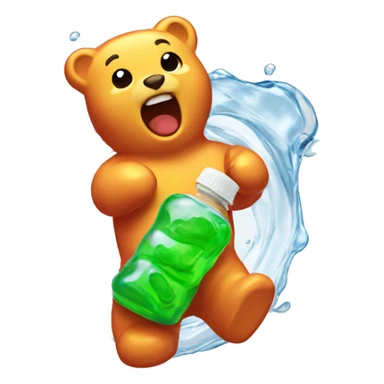 Gummy bear dropping in a water bottle sticker