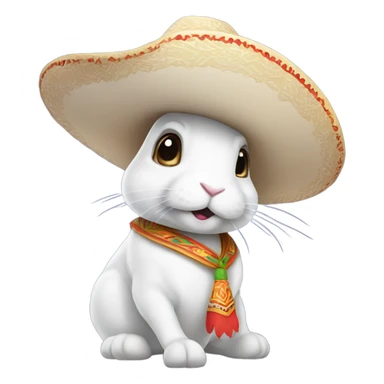 White rabbit with sombrero sticker