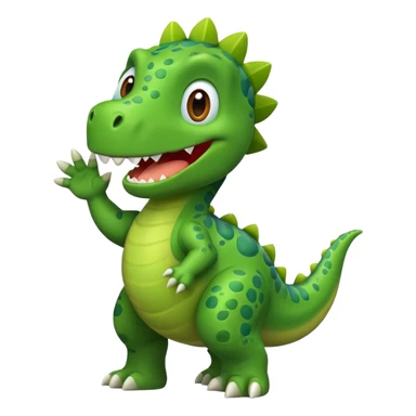 A friendly cartoon dinosaur waving hello sticker