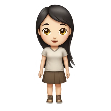 chinese girl with long dark brown hair sticker