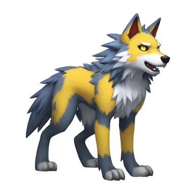 Edgy Colorful Digimon-Fakemon-Wolf full body sticker