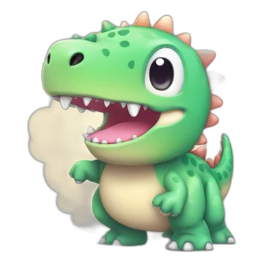 cute chibli style kawaii doodle dino on the world sticker