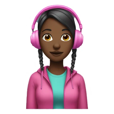 Black girl with pink headphones  sticker