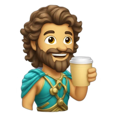 happy Poseidon drinks coffee sticker